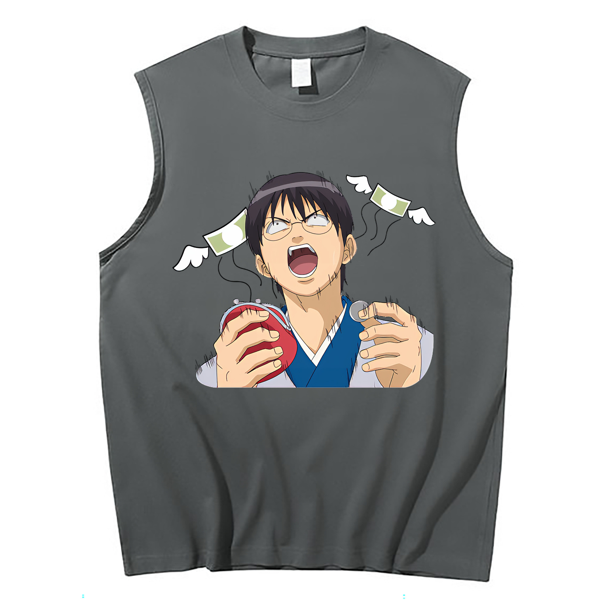 （画像用） ぎんたま 坂田銀時（さかたぎんとき） 神楽 志村新八（しむら しんぱち） GINTAMA Sakata Gintoki Kagura Shimura Shinpachi コットン100％タンクトップ（フロントプリント）